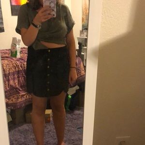 EUC Black velvet button up skirt